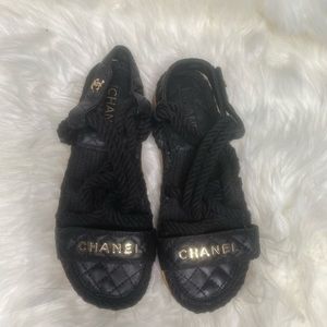 Chanel Cord Lambskin Quilted Logo Sandals size 40